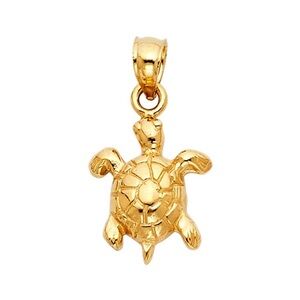 Tiny 14K Yellow Gold Turtle Pendant